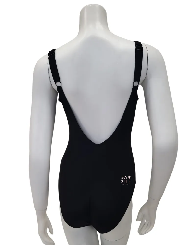 23CE173 Black Chic Elegance Square Neck Swimsuit