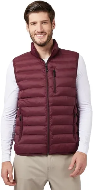 32 Degrees Heat Men's Lightweight Poly-Fill Packable Vest | Zippered Pockets | Layering | Water Repellent