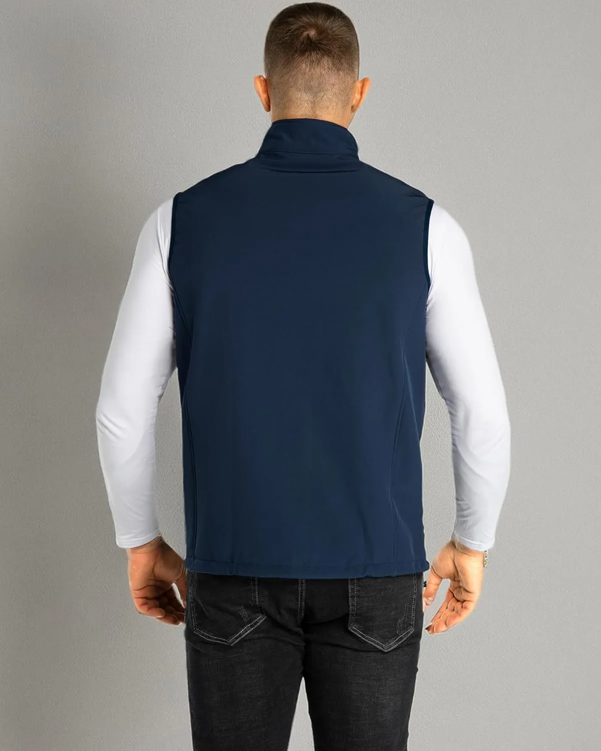 33,000ft Men's Lightweight Softshell Vest Outerwear Zip Up Fleece Lined Windproof Sleeveless Jacket for Golf Running Hiking