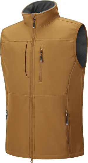 33,000ft Men's Lightweight Softshell Vest Outerwear Zip Up Fleece Lined Windproof Sleeveless Jacket for Golf Running Hiking