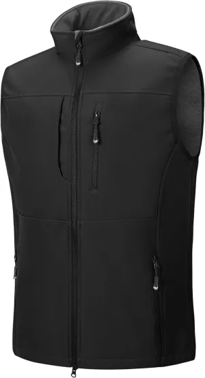 33,000ft Men's Lightweight Softshell Vest Outerwear Zip Up Fleece Lined Windproof Sleeveless Jacket for Golf Running Hiking
