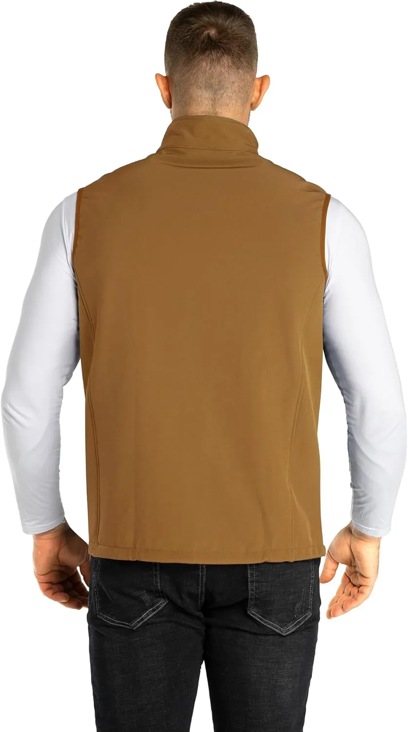 33,000ft Men's Lightweight Softshell Vest Outerwear Zip Up Fleece Lined Windproof Sleeveless Jacket for Golf Running Hiking
