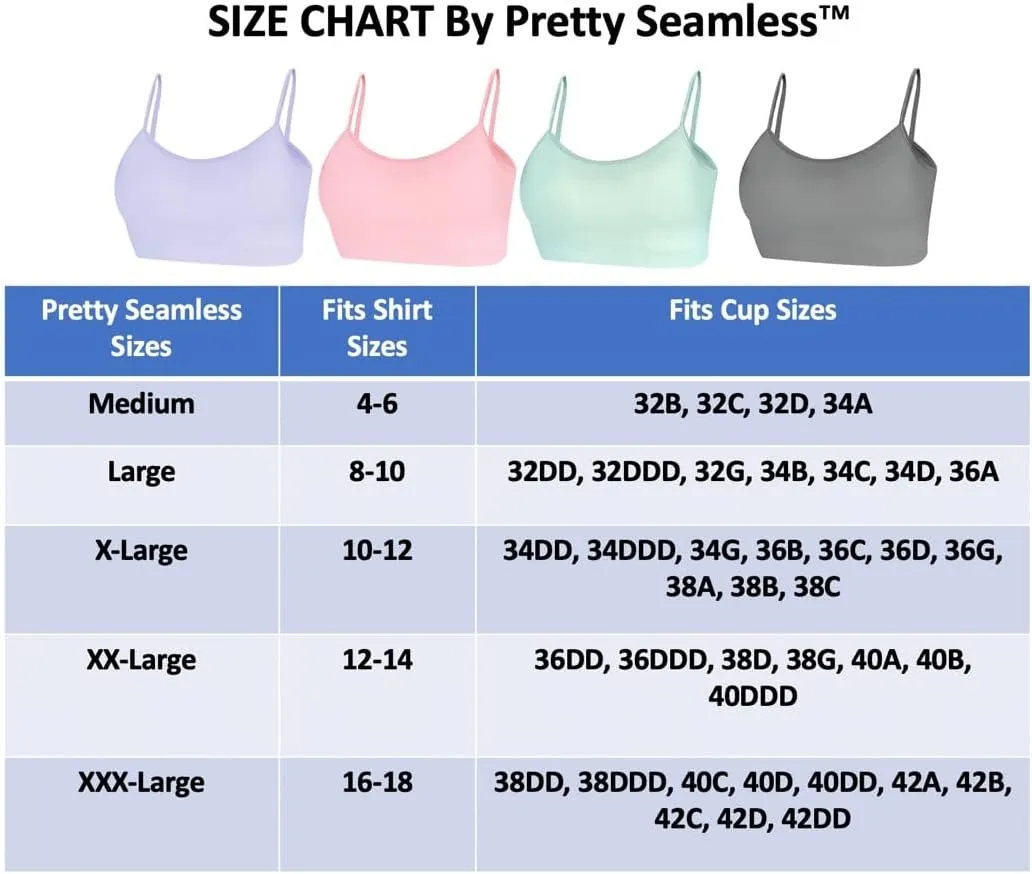 4 Pack Women's Seamless Wireless Half Cami Unpadded Bra Tops for Layering with Spaghetti Straps