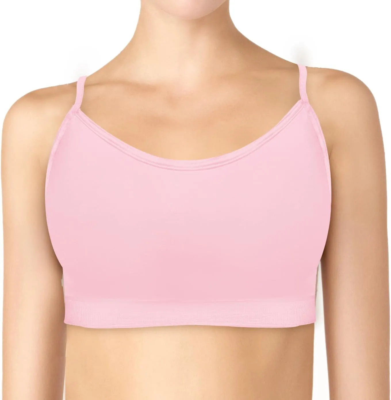4 Pack Women's Seamless Wireless Half Cami Unpadded Bra Tops for Layering with Spaghetti Straps