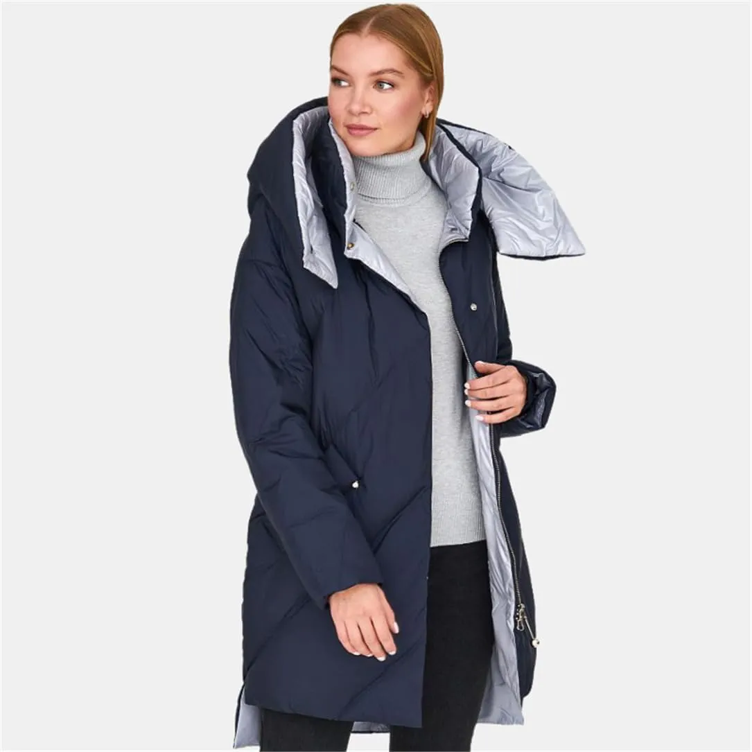 Adhdyuud Women's Down Jacket Padded Quilted Parka Thickened Warm Cotton Coat Long Outerwear