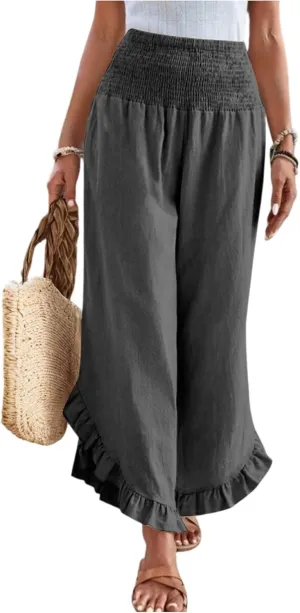 ADHOWBEW Linen Pants for Women Work High Waisted Lounge Plus Size Stretch Cotton Casual Dressy Flowy Pants Bottoms