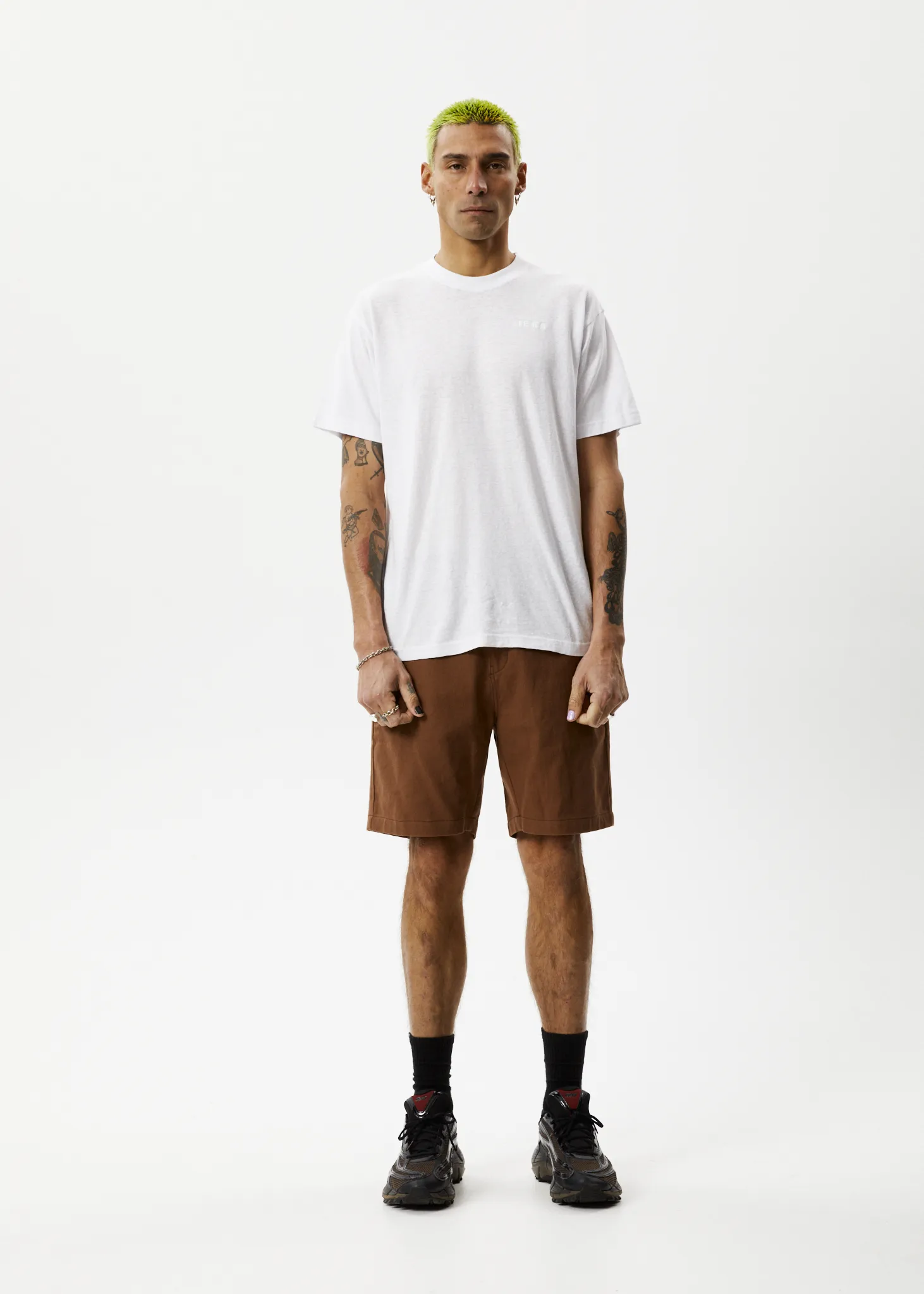 AFENDS Mens Ninety Twos - Fixed Waist Shorts 19" - Toffee