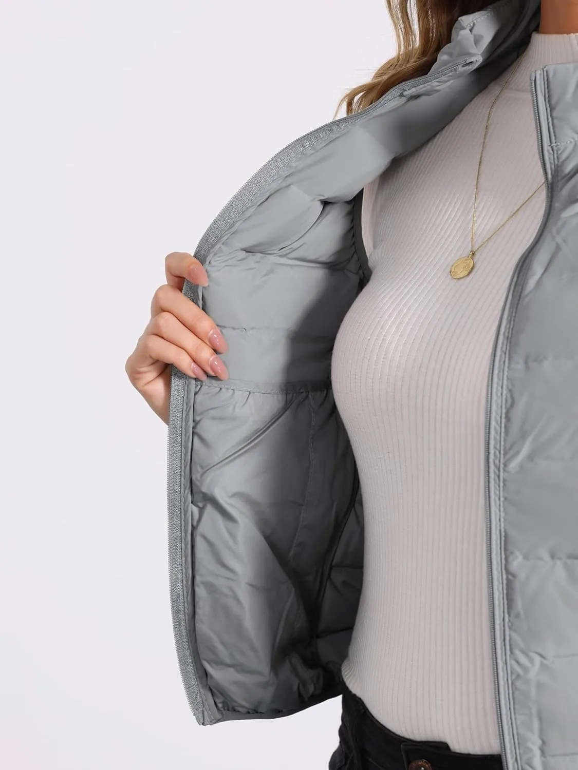 Allegra K Sleeveless Puffer Vests for Women's Lightweight Zip Up Vest