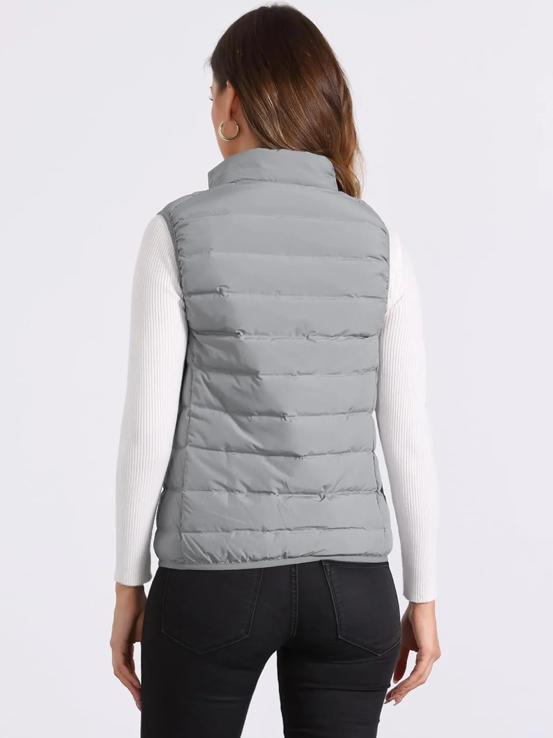 Allegra K Sleeveless Puffer Vests for Women's Lightweight Zip Up Vest