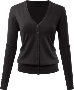 Allsense Women's Long-Sleeve Lightweight V-Neck Cardigan Sweater