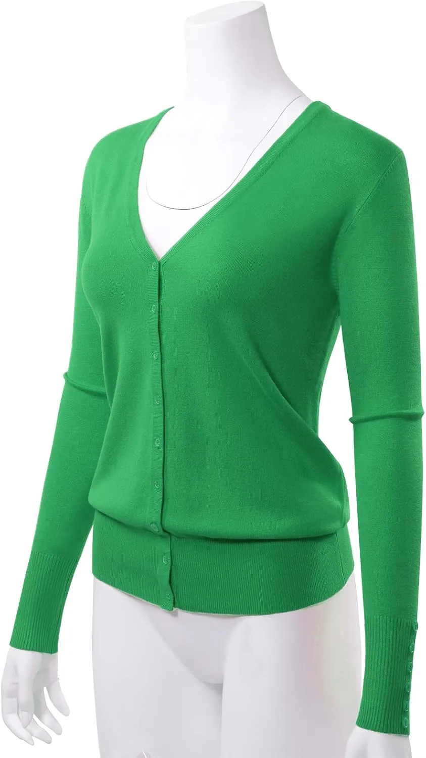 Allsense Women's Long-Sleeve Lightweight V-Neck Cardigan Sweater