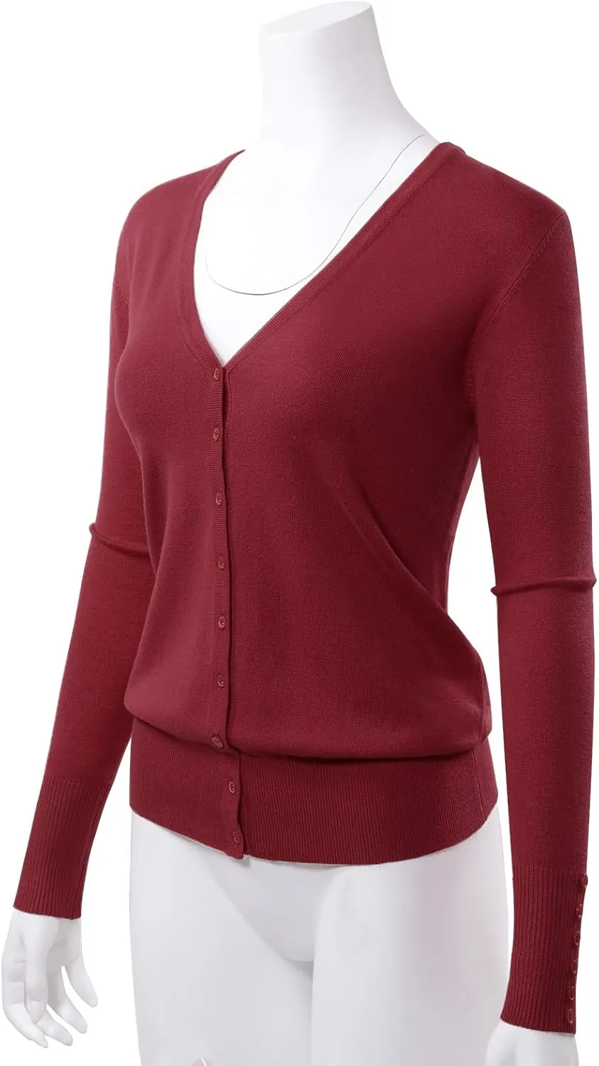 Allsense Women's Long-Sleeve Lightweight V-Neck Cardigan Sweater
