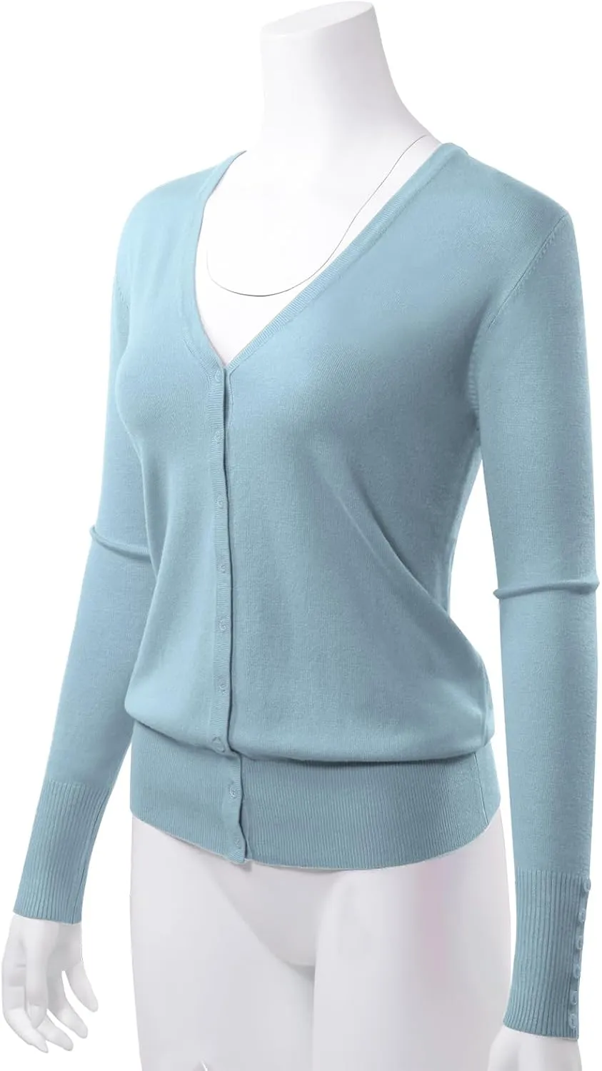 Allsense Women's Long-Sleeve Lightweight V-Neck Cardigan Sweater