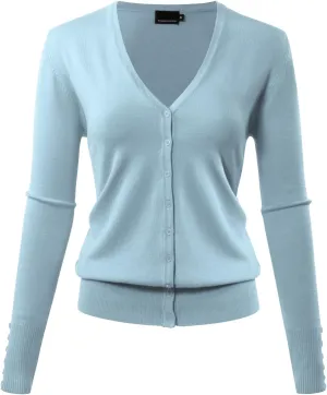 Allsense Women's Long-Sleeve Lightweight V-Neck Cardigan Sweater