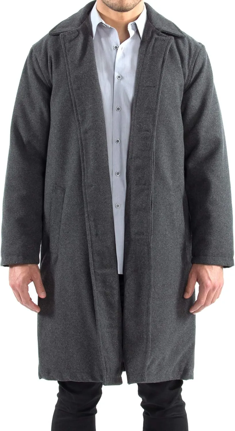 Alpine Swiss Zach Mens Wool Blend Overcoat  Knee-Length Trench Coat, Runs Large for Layering Over Suits or Sweaters