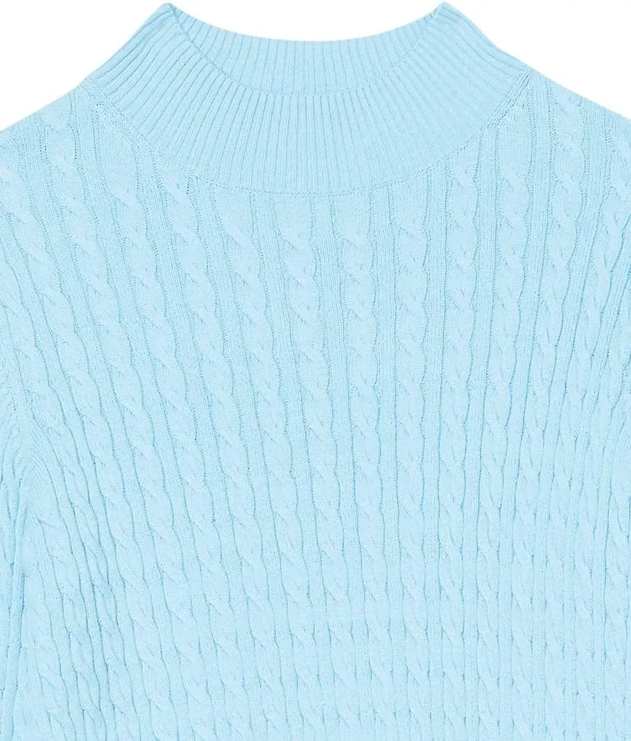 Amazon Essentials Women's Classic-Fit Lightweight Cable Long-Sleeve Mock Neck Sweater