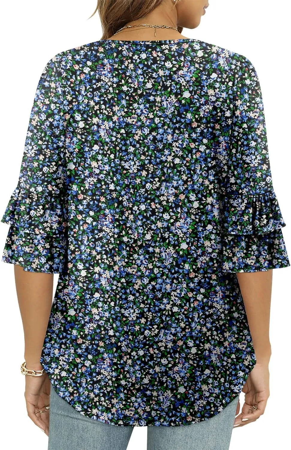 Angerella 3/4 Length Sleeve Womens Tops Dressy Casual Blouses Loose Fit Tunic Tops V Neck T Shirts Spring Summer Outfits