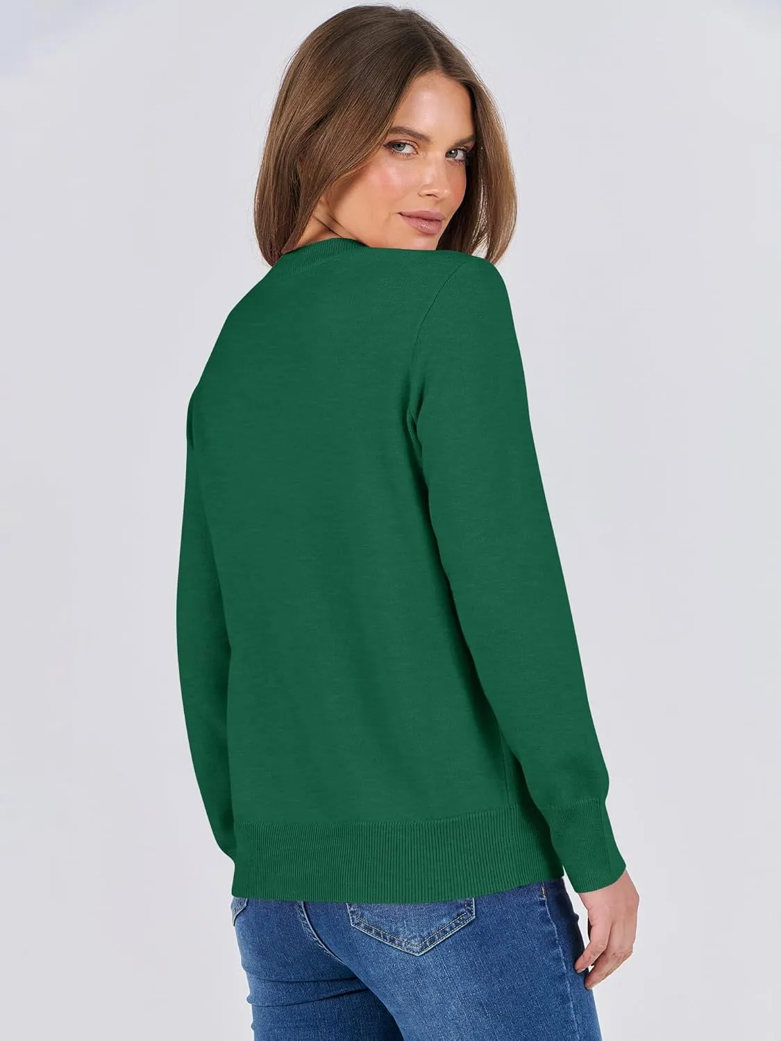 ANRABESS Women's Long Sleeve Crewneck Classic 2025 Fall Soft Loose Fit Basic Pullover Sweaters Top