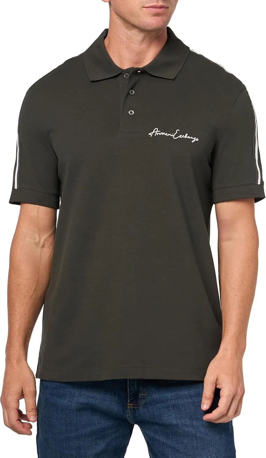 Armani Exchange Men's Regular Fit Stretch Cotton Signature Logo Polo