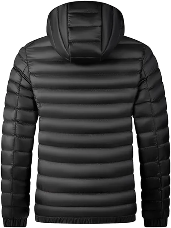 Autumn Winter Men Hooded Waterproof Parkas Casual Lightweight Cotton Padded Parka Jacket Coat
