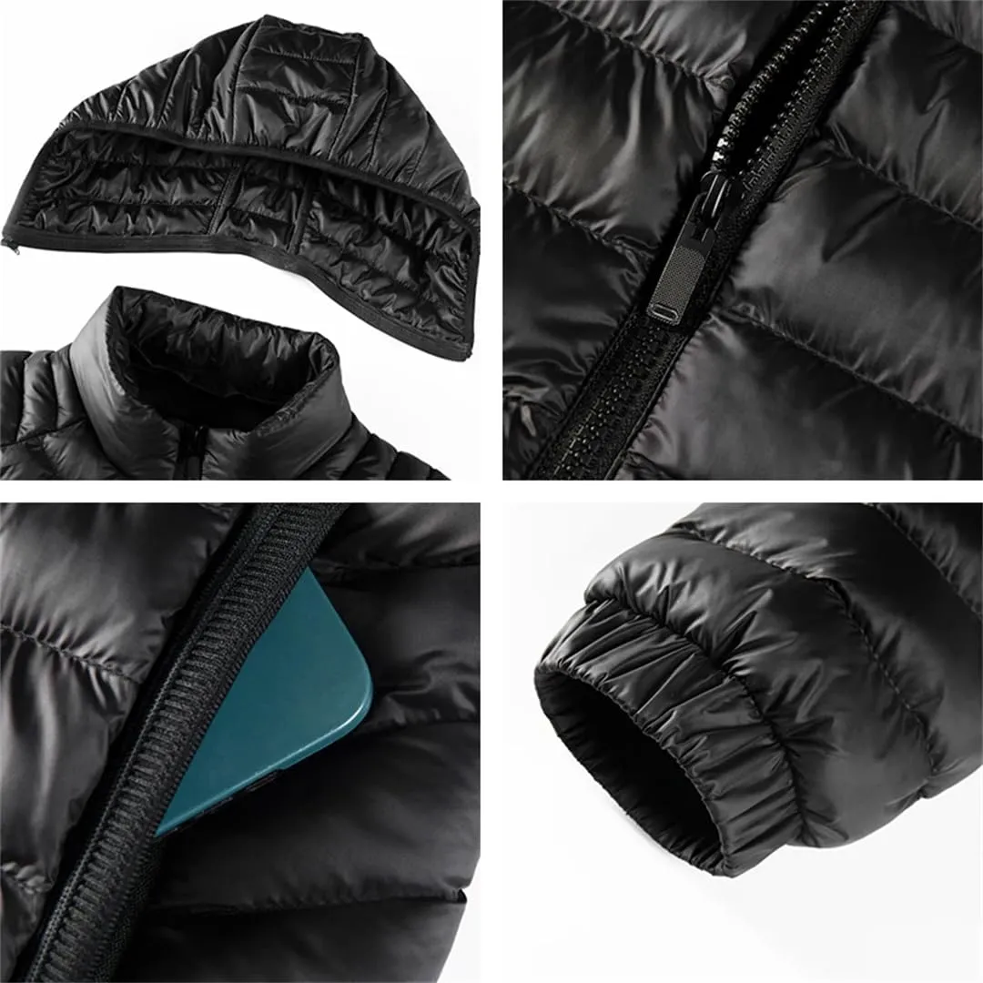 Autumn Winter Men Hooded Waterproof Parkas Casual Lightweight Cotton Padded Parka Jacket Coat