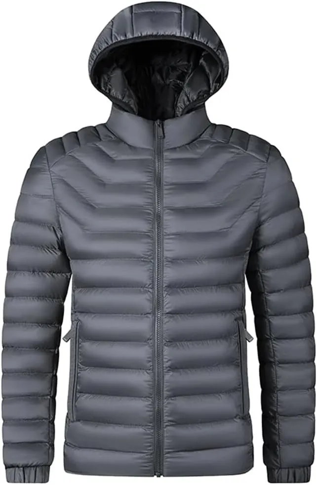 Autumn Winter Men Hooded Waterproof Parkas Casual Lightweight Cotton Padded Parka Jacket Coat