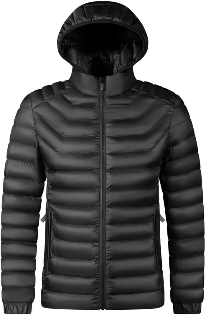 Autumn Winter Men Hooded Waterproof Parkas Casual Lightweight Cotton Padded Parka Jacket Coat