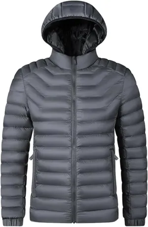 Autumn Winter Men Hooded Waterproof Parkas Casual Lightweight Cotton Padded Parka Jacket Coat