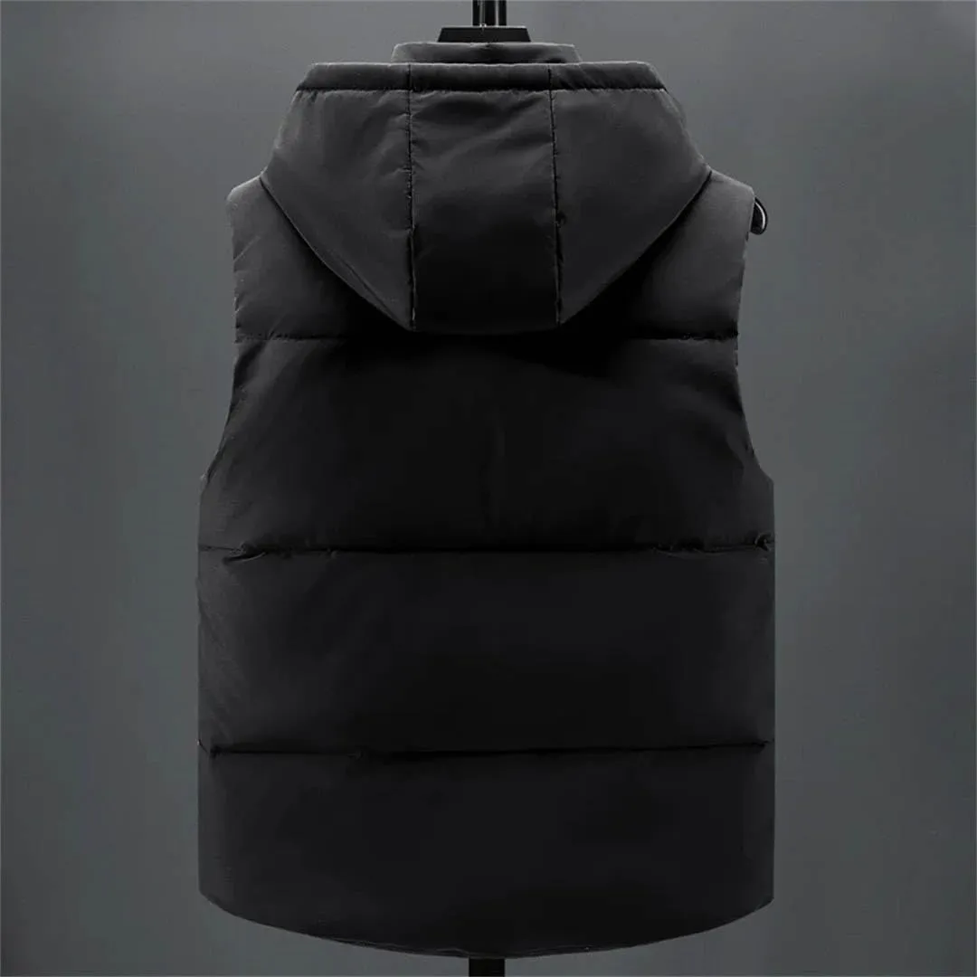 Autumn Winter Sleeveless Jackets Men Camo Cotton Padded Vest Warm Thick Waistcoat Hooded Men's Clothing