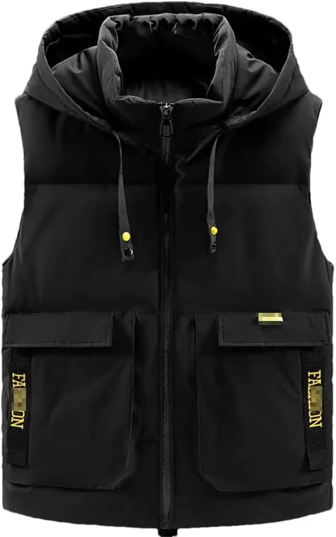 Autumn Winter Sleeveless Jackets Men Camo Cotton Padded Vest Warm Thick Waistcoat Hooded Men's Clothing