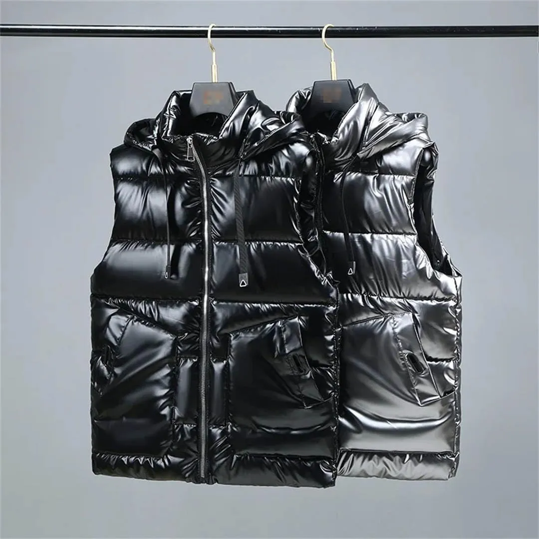 Autumn Winter Vests Men Hooded Thick Warm Cotton Padded Vintage Vest Sleeveless Jacket Plus Size Waistcoat
