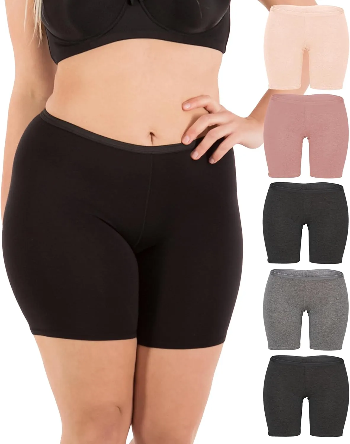 B2BODY Women's Regular & Plus Size Stretch Cotton Long Leg 6.5" Boyshort Briefs