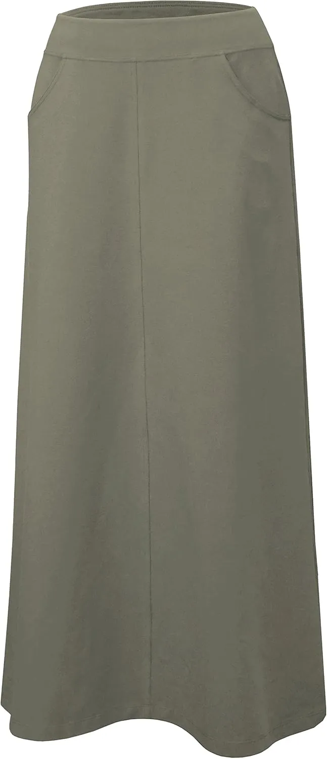 Baby'O Women's Stretch Cotton Knit Western Style A-Line Maxi Skirt