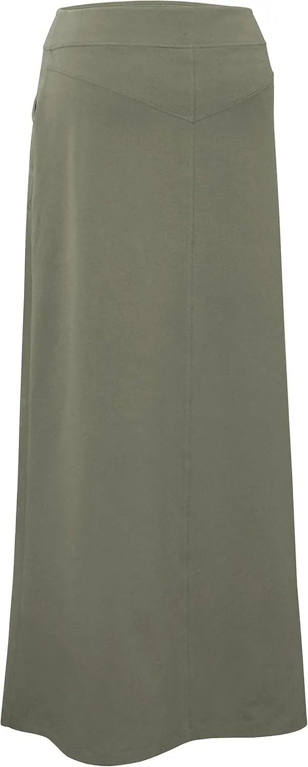 Baby'O Women's Stretch Cotton Knit Western Style A-Line Maxi Skirt