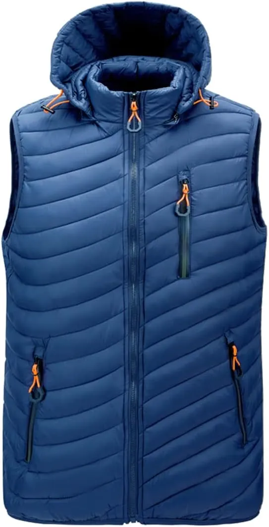 Bciopll Winter Mens Sleeveless Jacket Autumn Warm Thick Coats Cotton-Padded Waterproof Waistcoat