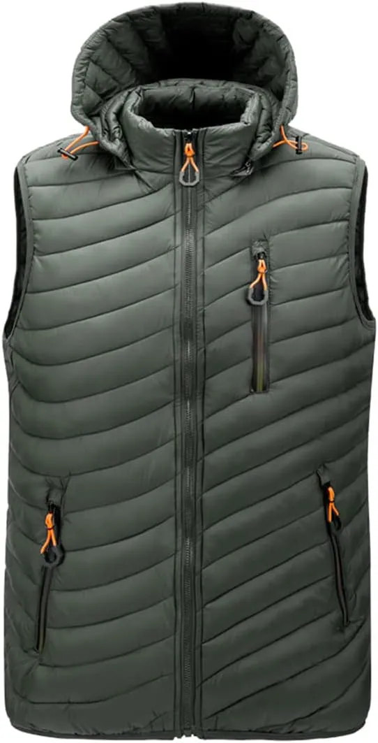 Bciopll Winter Mens Sleeveless Jacket Autumn Warm Thick Coats Cotton-Padded Waterproof Waistcoat