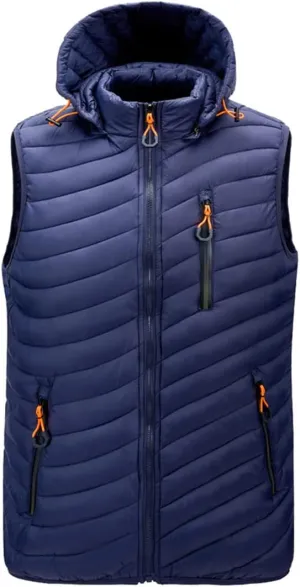Bciopll Winter Mens Sleeveless Jacket Autumn Warm Thick Coats Cotton-Padded Waterproof Waistcoat