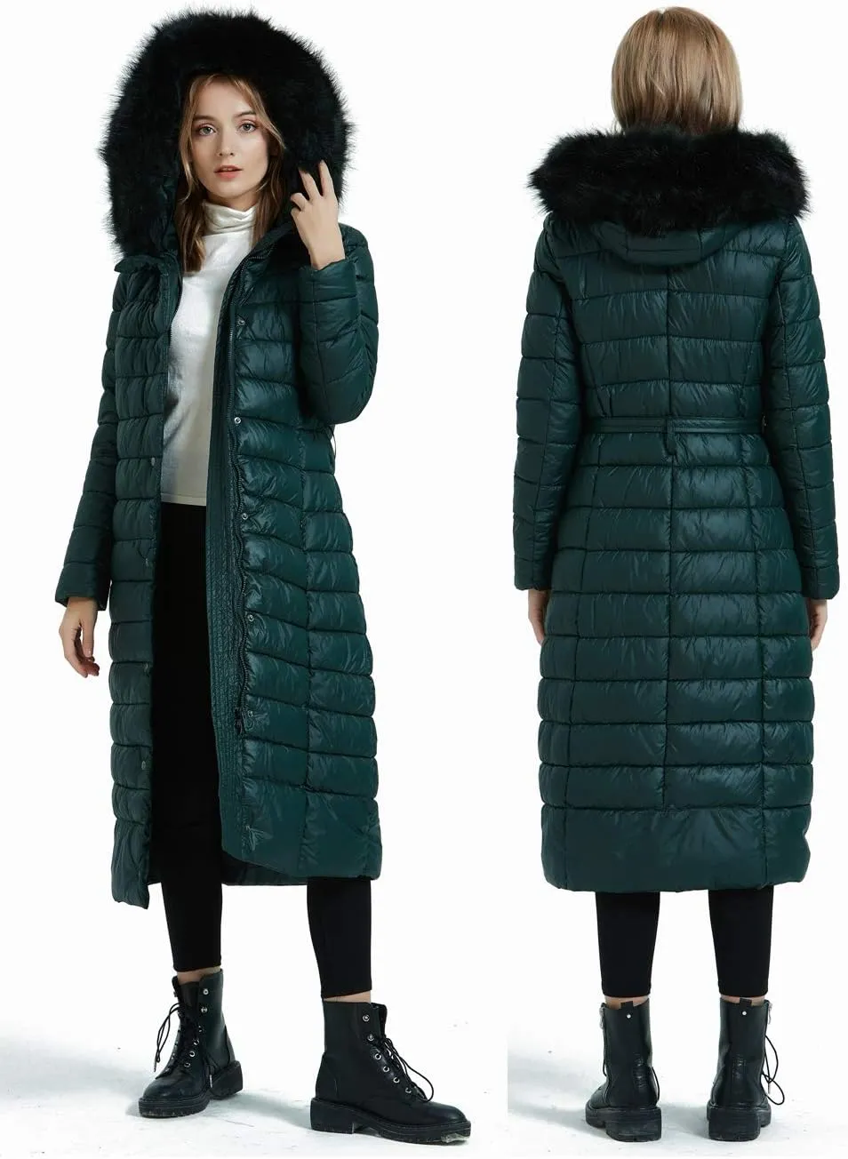 Bellivera Women Long Heavy Puffer Coat Diamond Quilted Thermal Thicken Winter Parka Windproof Jacket with Hood