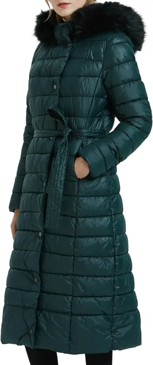 Bellivera Women Long Heavy Puffer Coat Diamond Quilted Thermal Thicken Winter Parka Windproof Jacket with Hood