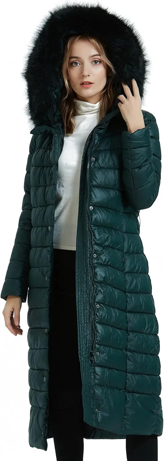 Bellivera Women Long Heavy Puffer Coat Diamond Quilted Thermal Thicken Winter Parka Windproof Jacket with Hood