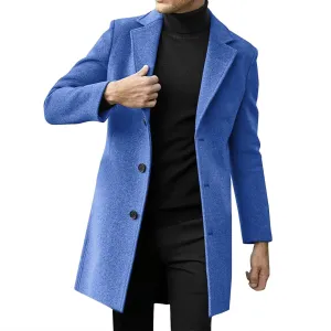 Black Trench Coat Men Costume Casual Trench Slim Fit Notched Collar Long Jacket Warm Winter Soft Vintage Overcoat