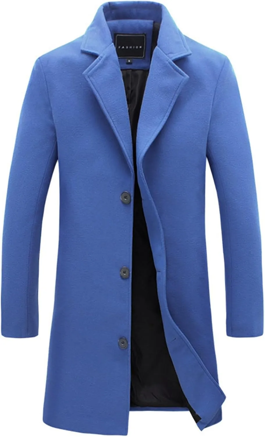 Black Trench Coat Men Costume Casual Trench Slim Fit Notched Collar Long Jacket Warm Winter Soft Vintage Overcoat