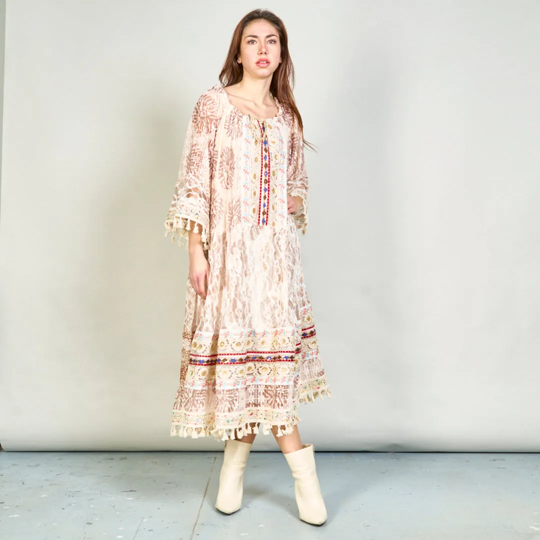Boho lace dress with tassel detailing wholesale