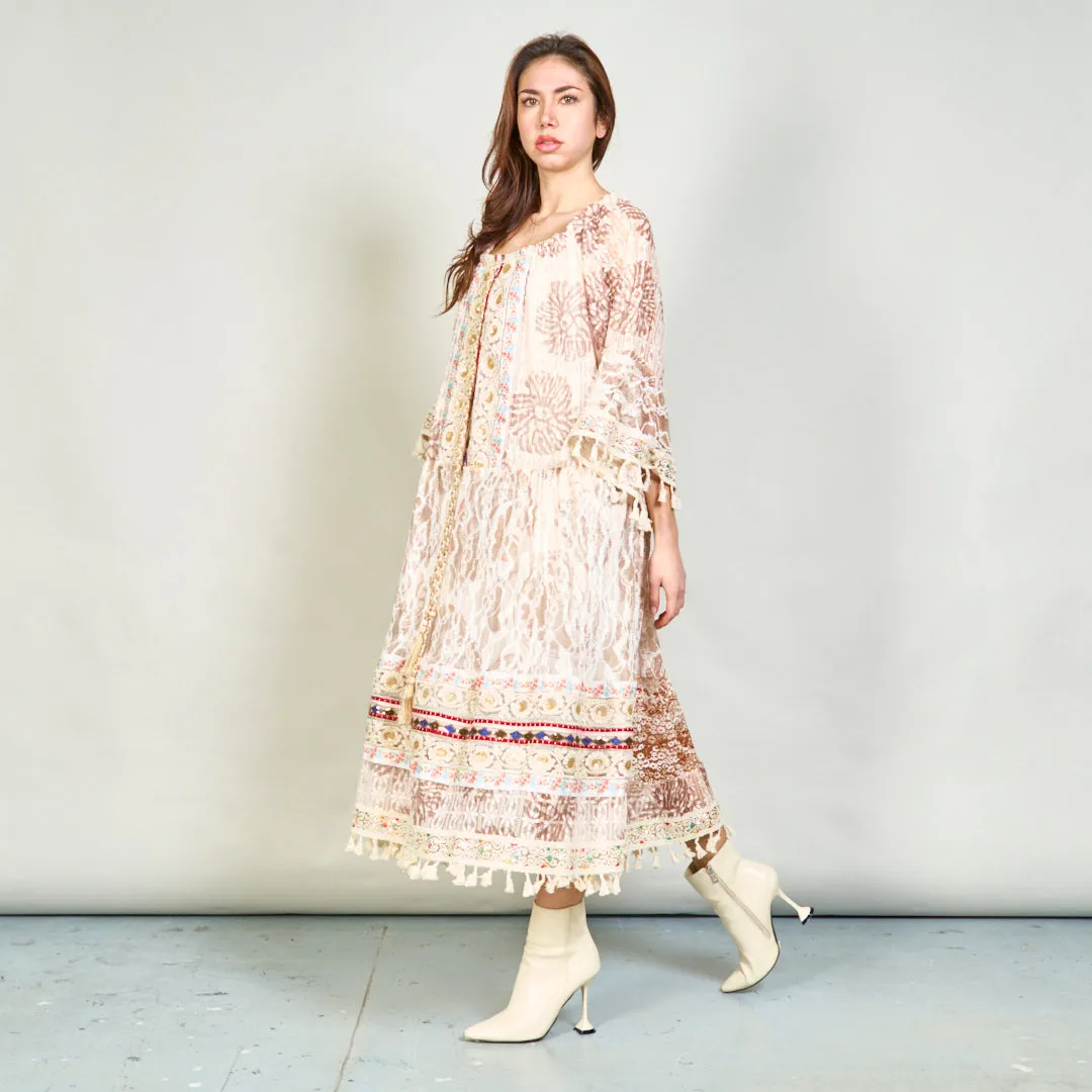 Boho lace dress with tassel detailing wholesale