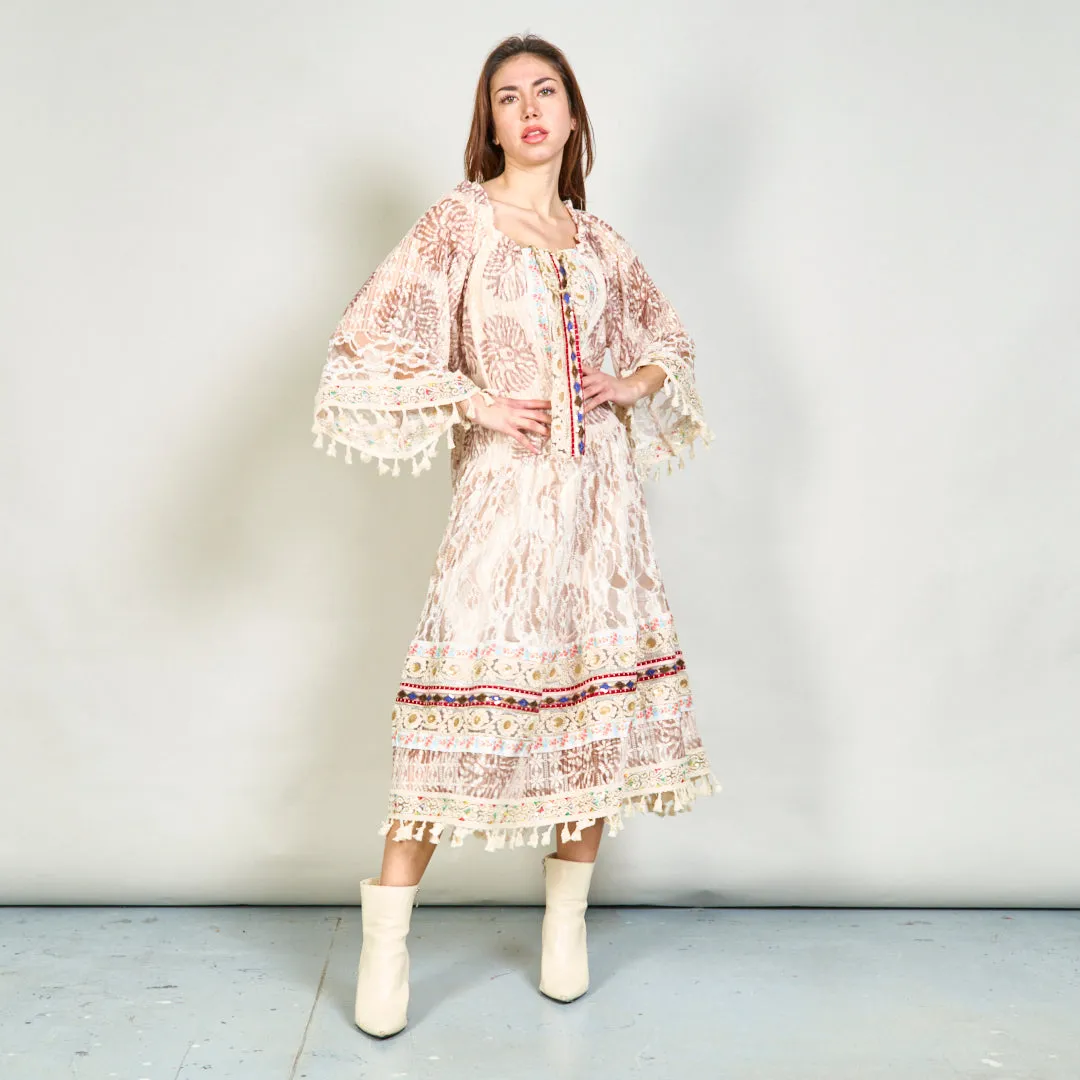 Boho lace dress with tassel detailing wholesale
