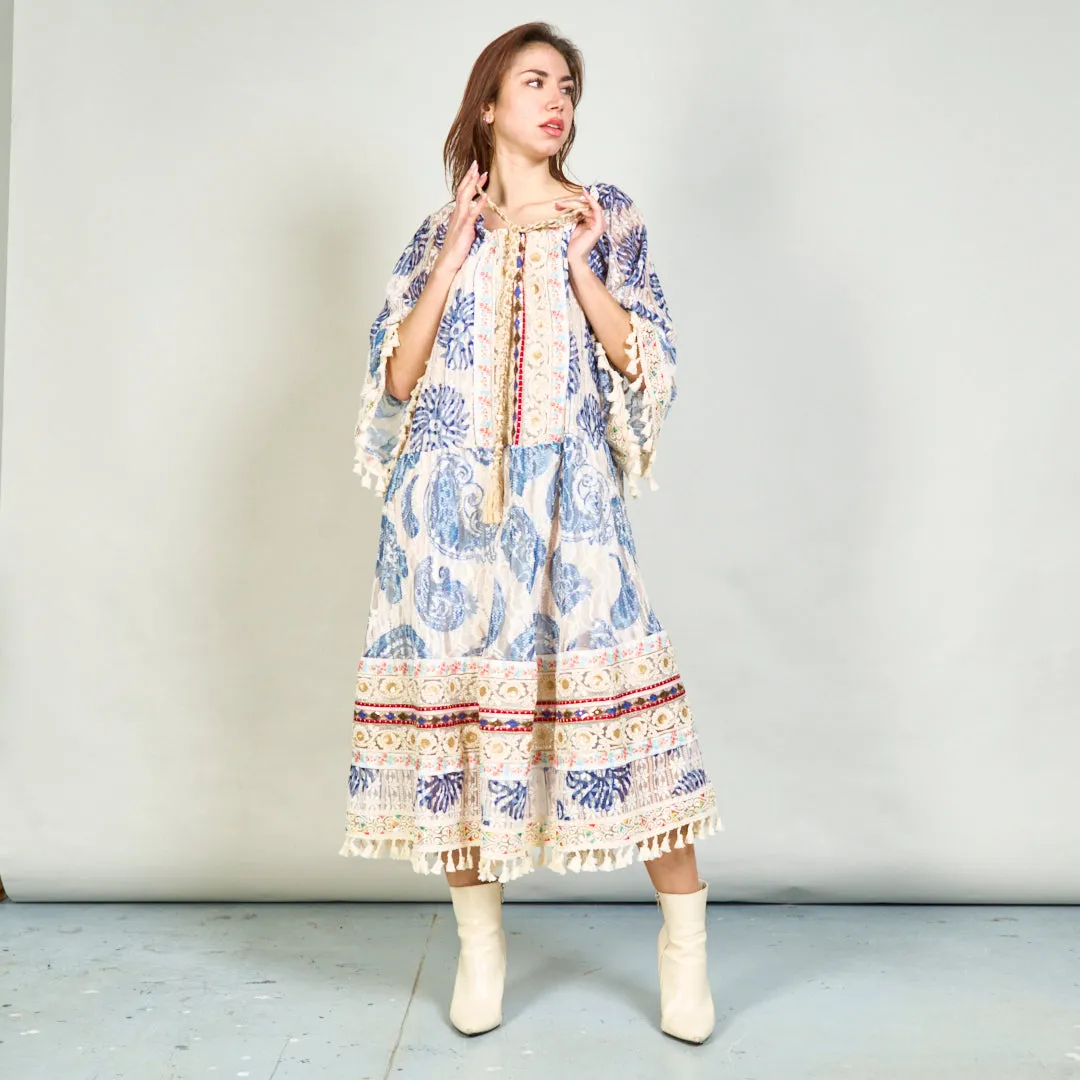 Boho lace dress with tassel detailing wholesale