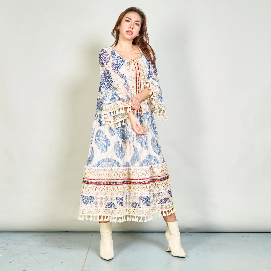 Boho lace dress with tassel detailing wholesale