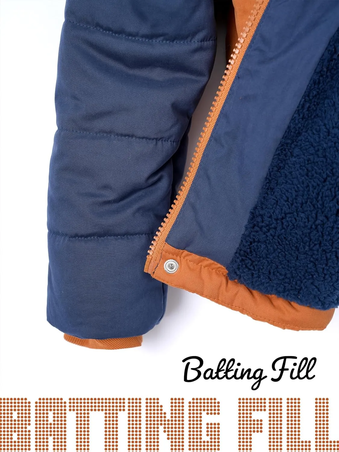 Boys Soft Shell Fleece Jacket, Kids Winter Jacket with Hood, Block Color, 4-7T