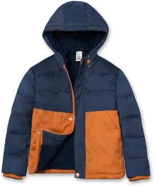 Boys Soft Shell Fleece Jacket, Kids Winter Jacket with Hood, Block Color, 4-7T