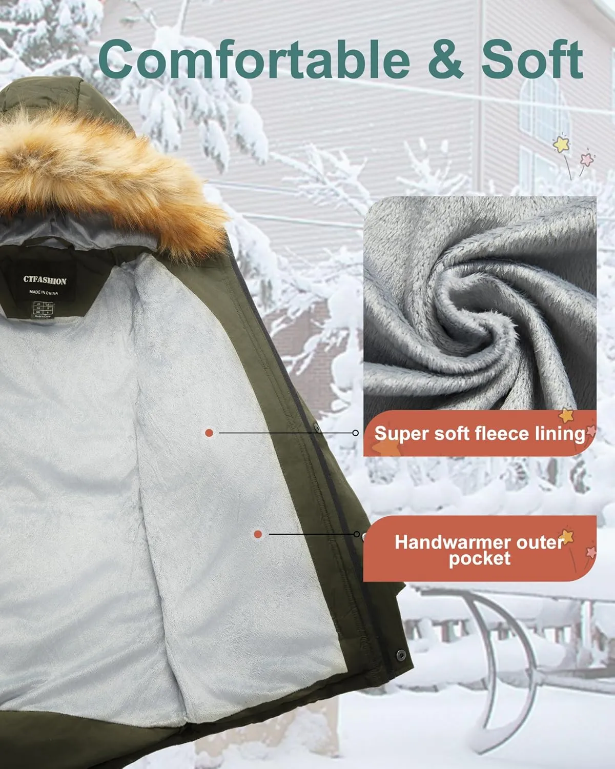 Boy's Winter Coat Waterproof Kids Puffer Jacket Thicken Parka Fleece Lined Bubble Ski Snow Outerwear with Fur Hood